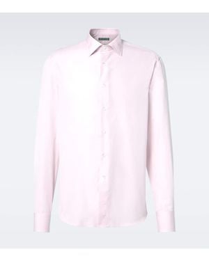 Canali Hemd Aus Baumwollpopeline - Pink