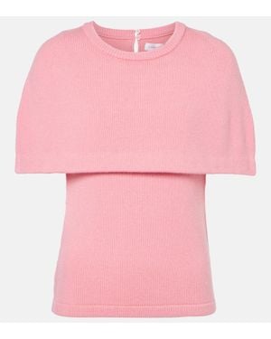 Carolina Herrera Caped Wool And Cashmere Top - Pink