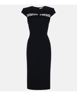 McQueen Lace-Trimmed Midi Dress - Black
