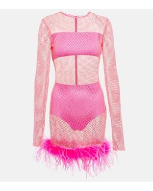 GIUSEPPE DI MORABITO Verziertes Minikleid Mit Federn - Pink