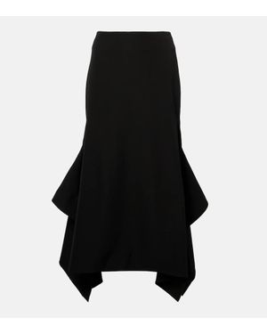 Erdem Falda Midi De Lana Virgen Drapeada - Negro