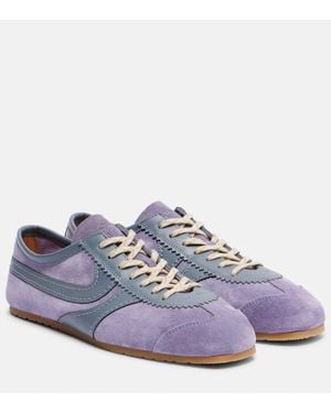 Dries Van Noten Leather-Trimmed Suede Trainers - Blue