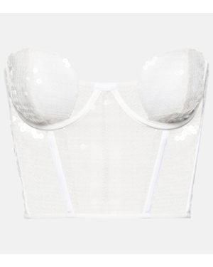 Nensi Dojaka Bridal Sequined Bustier - White