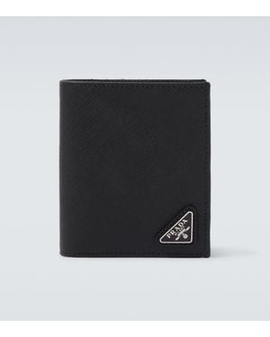 Prada Logo Saffiano Leather Wallet - Black