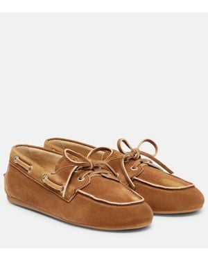 Miu Miu Suede Boat Shoes - Brown