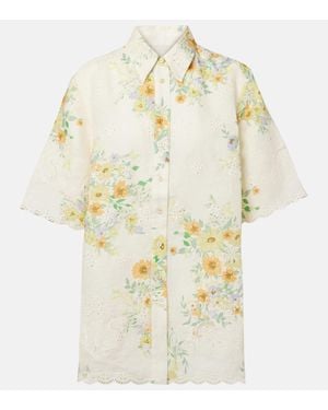 ALÉMAIS Camisa Juliette De Lino Floral - Metálico