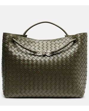 Bottega Veneta Andiamo Intrecciato Large Leather Tote Bag - Green