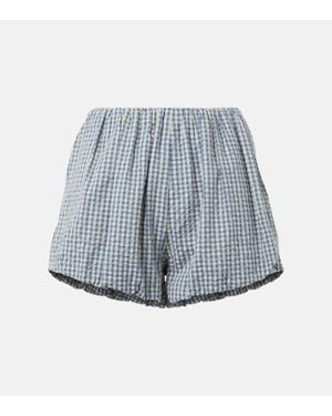 Posse Aurelia Gingham Cotton Shorts - Blue