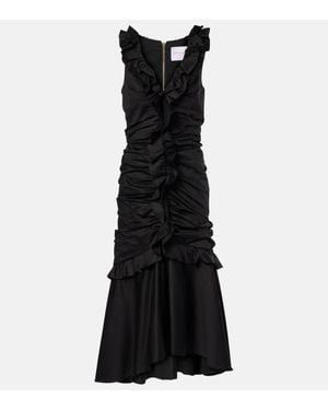 Carolina Herrera Ruffle-Embellished Midi Dress - Black