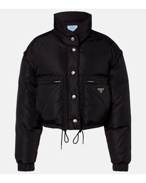 Prada Re-Nylon Cropped Down Jacket - Black