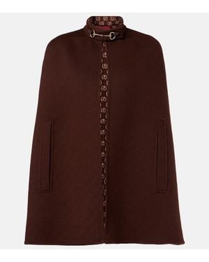 Gucci Cape Horsebit Aus Wolle - Braun