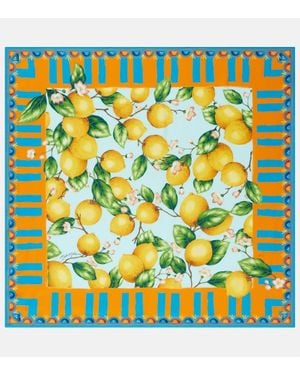 Dolce & Gabbana Bedrucktes Tuch Aus Seiden-Twill - Blau