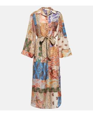 Zimmermann Devi Printed Silk Midi Dress - White