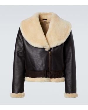 JW Anderson Lederjacke Mit Shearling - Schwarz