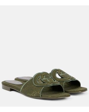 Gucci Pantoletten Interlocking G Gg Aus Canvas - Grün