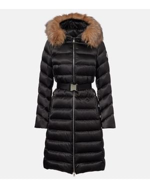 Moncler Leersie Shearling-Trimmed Hooded Down Coat - Black