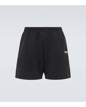Balenciaga Weit geschnittene Shorts aus Baumwoll-Jersey mit Logostickerei in Distressed-Optik - Schwarz