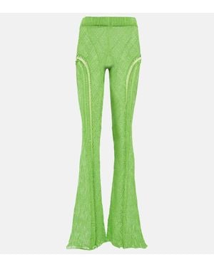 Roberta Einer Disco High-Rise Flared Cotton Trousers - Green