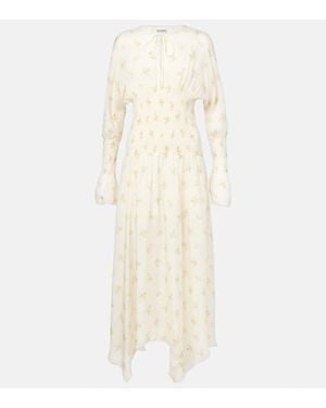 Ganni Dress With Floral Pattern - Natural