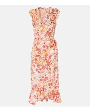 Poupette Aude Ruffled Floral Wrap Dress - Pink