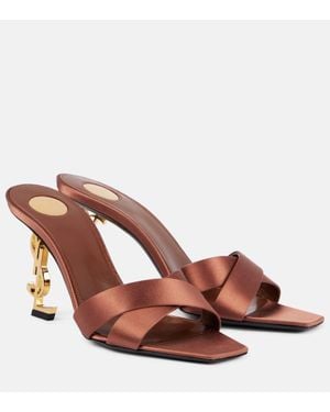 Saint Laurent Mules Opyum 85 De Saten - Marrón