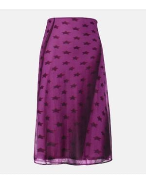 Acne Studios Etima Printed Sheer Midi Skirt - Purple