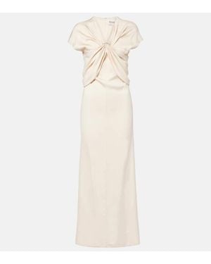 TOVE Tova Gathered Crepe Maxi Dress - Natural