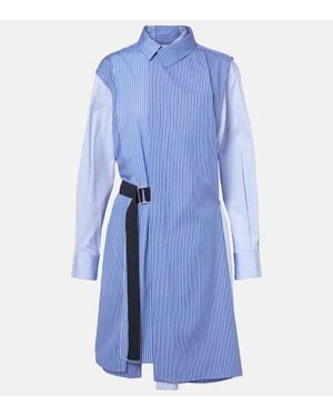 Sacai Striped Cotton Poplin Shirt Dress - Blue