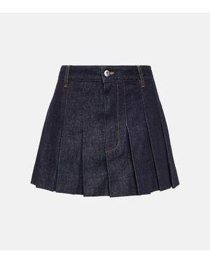Bottega Veneta Pleated Denim Mini Skirt - Blue