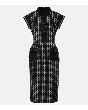 Elie Saab Midikleid Aus Tweed - Schwarz