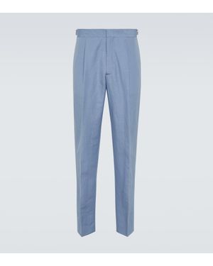 Orlebar Brown Schmale Hose Aus Leinen Und Baumwolle - Blau