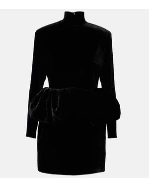 The New Arrivals Ilkyaz Ozel Catroux Peplum Silk Minidress - Black