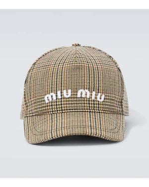 Miu Miu Gorra De Algodon Con Logo - Marrón