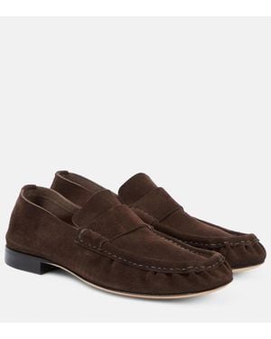 The Row Suede Penny Loafers - Brown