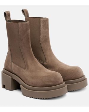 Rick Owens Beatle Suede Platform Chelsea Boots - Brown