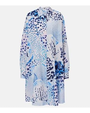 Dries Van Noten Printed Cotton Voile Shirt - Blue