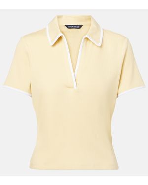 Veronica Beard Kearney Cotton-Blend Polo Shirt - Natural