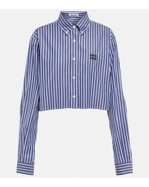 Miu Miu Long-Sleeve Cropped Shirt - Blue