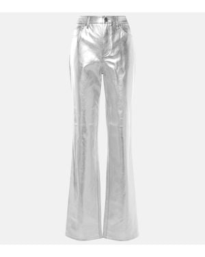 STAUD Chisel Faux Leather Straight-Leg Trousers - White