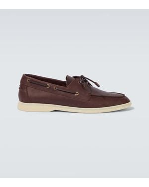 Loro Piana Sea-Sail Walk Leather Boat Shoes - Brown