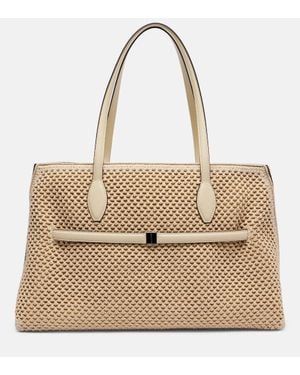 TOTEME Lounge Large Leather-Trimmed Tote Bag - Natural