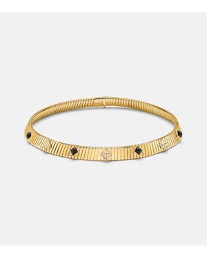 BVLGARI Collar Tubogas De Oro De 18 Ct Con Diamantes Y Onix - Metálico