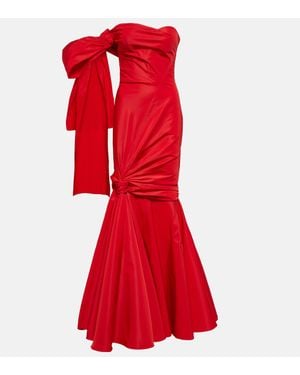 Alexander McQueen Bow-Detail Bustier Polyfaille Gown - Red