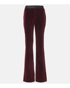 Tod's High-Rise Cotton Velvet Flared Pants - Purple