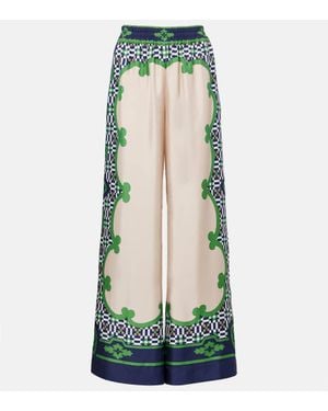 La DoubleJ Weite Palazzo-Hose Aus Seiden-Twill - Grün