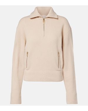 Victoria Beckham Wool And Cashmere Half-Zip Jumper - Natural