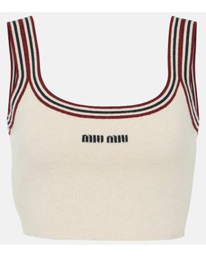 Miu Miu Top Raccourci En Cachemire - Blanc