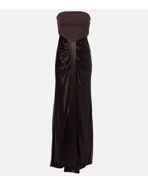 STAUD Wayfaring Gathered Strapless Midi Dress - Black