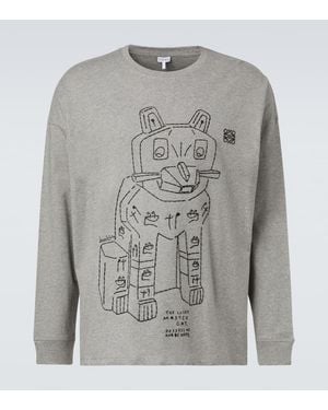 Loewe X Louis Wain Camiseta De Jersey De Algodon Bordada - Gris