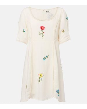 RIXO London Marne Embroidered Floral Minidress - White